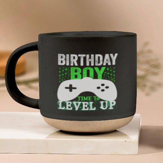 GAmer, birthday boy, time to level up Pottery Mugs