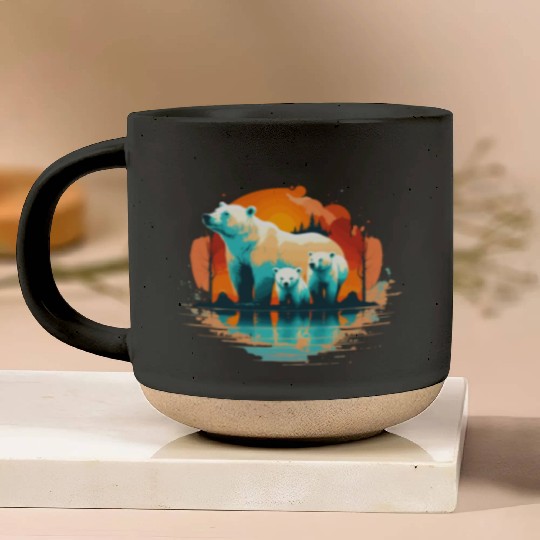 Polar Bear with cubs, Snow Spectrum Pottery Mugs