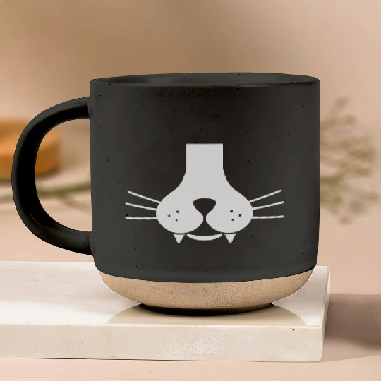 Meowy Cat Face Pottery Mugs
