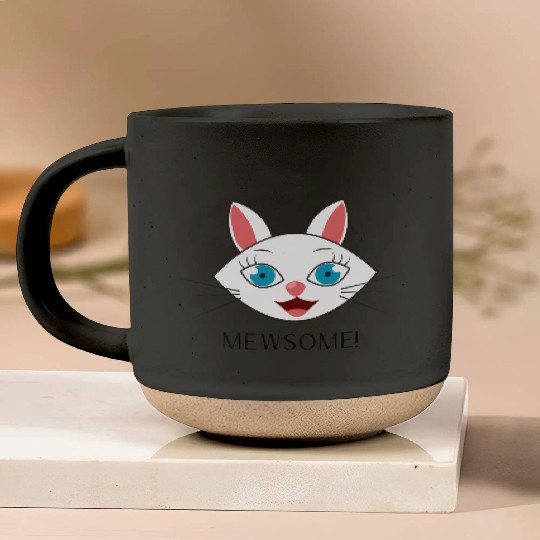 Mewsome White Cat Face Pottery Mugs
