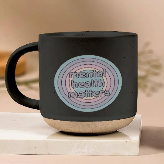 Mental Health Matters | Retro Circle French Grey Pottery Mugs