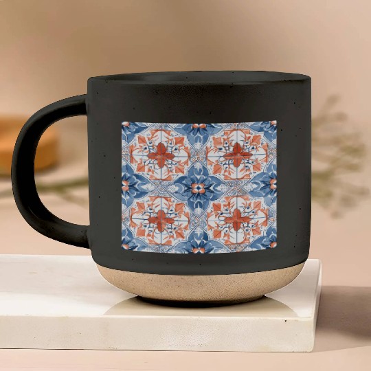 Floral Detailed Summer Tile Collection 01 Pottery Mugs