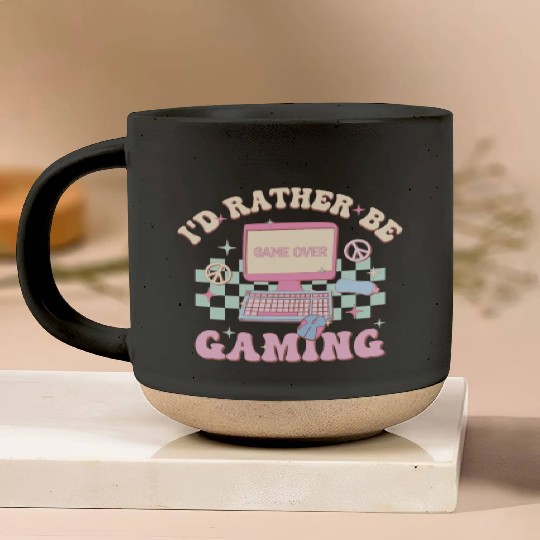 I'd Rather Be Gaming, Happy Game Day Pottery Mugs