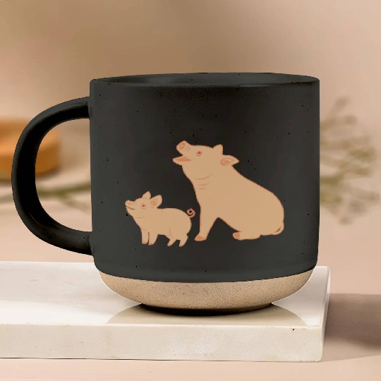 Mother pig with piglet Pottery Mugs