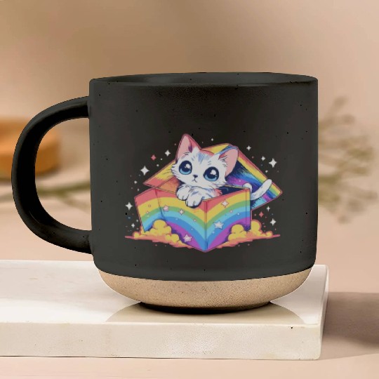 Cool Rainbow Cat Pride Transgender LGBT Community Pottery Mugs