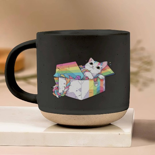 Rainbow Cat Lover Cute Kitty Animal LGBT Community Pottery Mugs