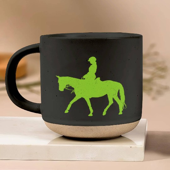 Equestrian Green Lizard Pottery Mugs