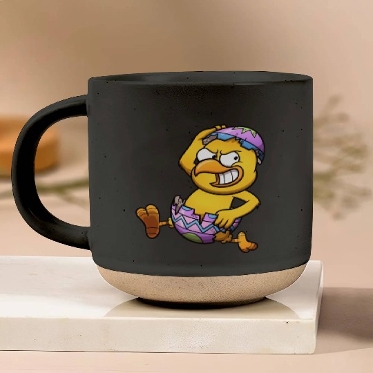 Running Little Chick In An Easter Egg Pottery Mugs