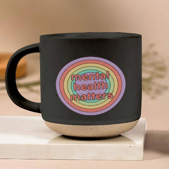 Mental Health Matters | Retro Circle Peach Candy Pottery Mugs