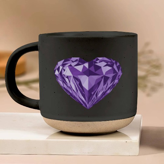 Glossy purple diamond heart Pottery Mugs