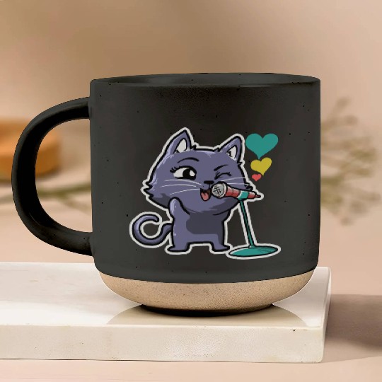 Cute Kawaii Cat Singing Song Singer Cat Lover Pottery Mugs