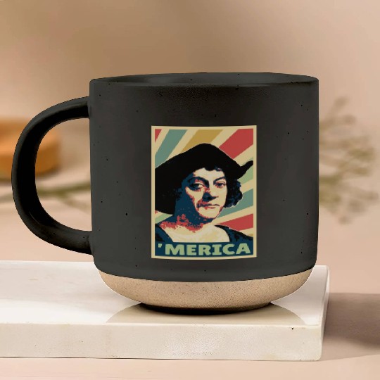 Christopher Columbus Merica Vintage Colors Pottery Mugs