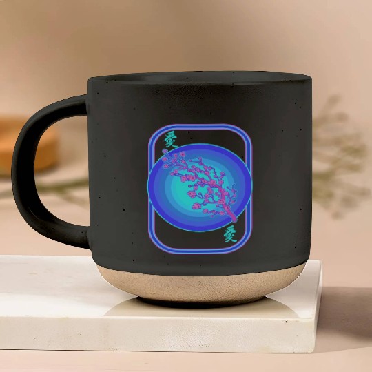 Cherry Blossom Pottery Mugs, Vaporwave Sakura Flowers