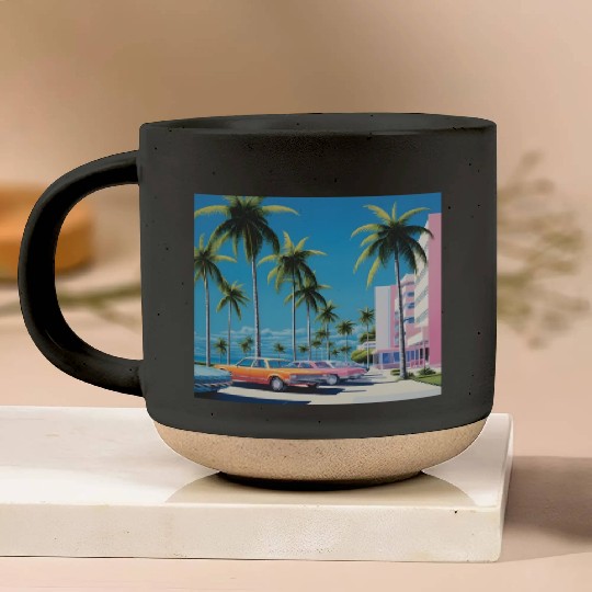 1980s Miami Beach Retro Hiroshi Nagai Pottery Mugs