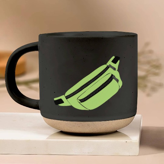 Lime Green Fanny Pack Illustration Pottery Mugs