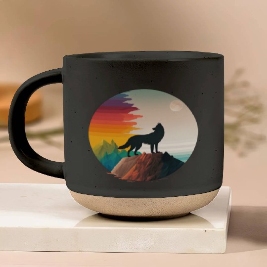LGBTQIA+ Majestic wolf on the mountain top Pottery Mugs