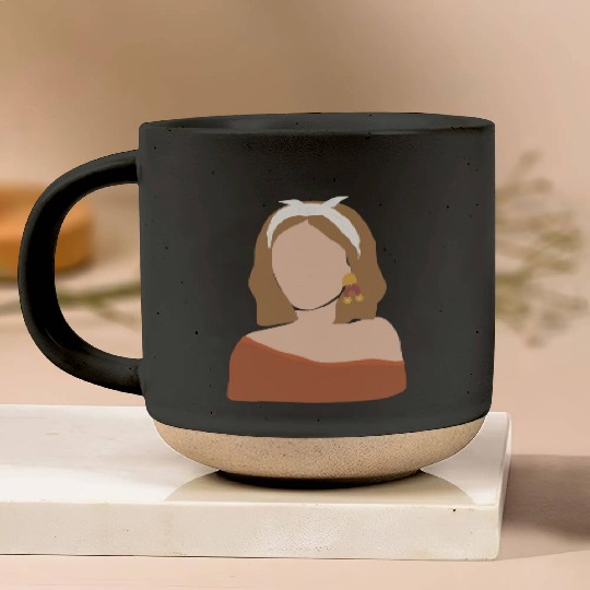 Boho Woman Light Brown Hair Pottery Mugs