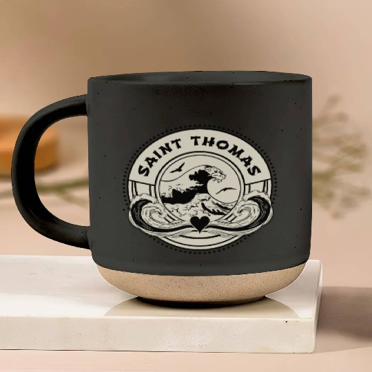 St Thomas Caribbean Sea Japanese Style Waves Pottery Mugs