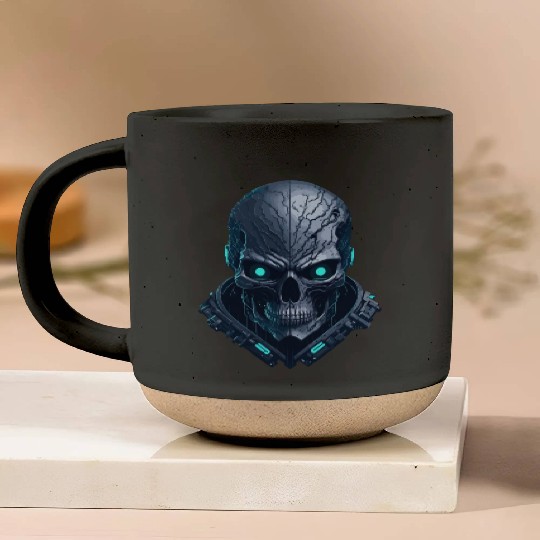 Dark cyberpunk Skull artwork Pottery Mugs