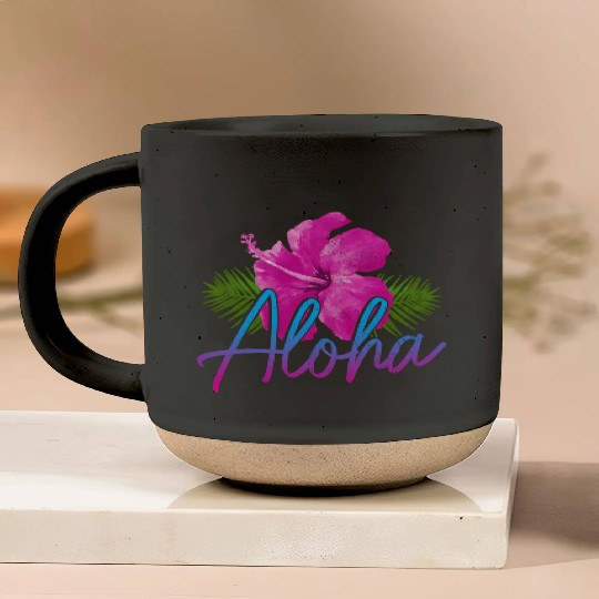 Aloha Hawaiian Islands Hawaii Surf Hibiscus Pottery Mugs