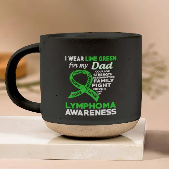 I Wear Lime Green For My Dad Lymphoma Awareness Pottery Mugs