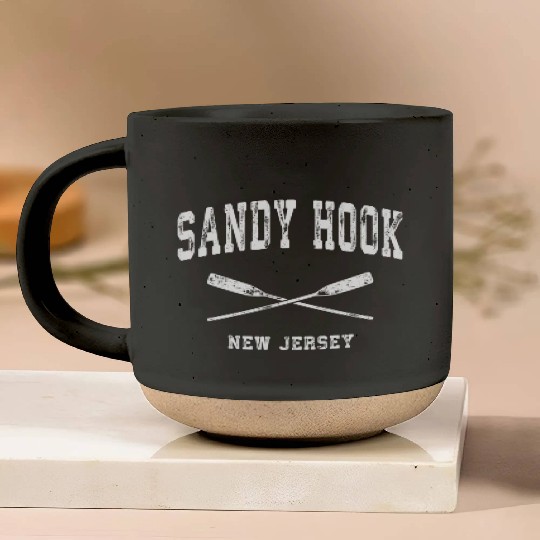 Sandy Hook New Jersey Nautical Crossed Oars Pottery Mugs