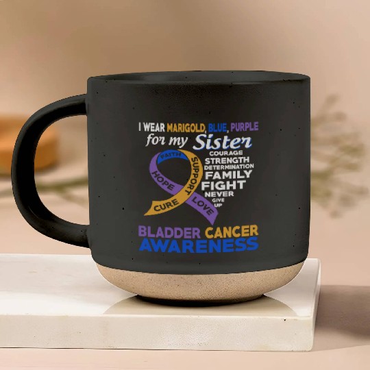 I Wear Marigold Blue Purple For My Sister Bladder Pottery Mugs