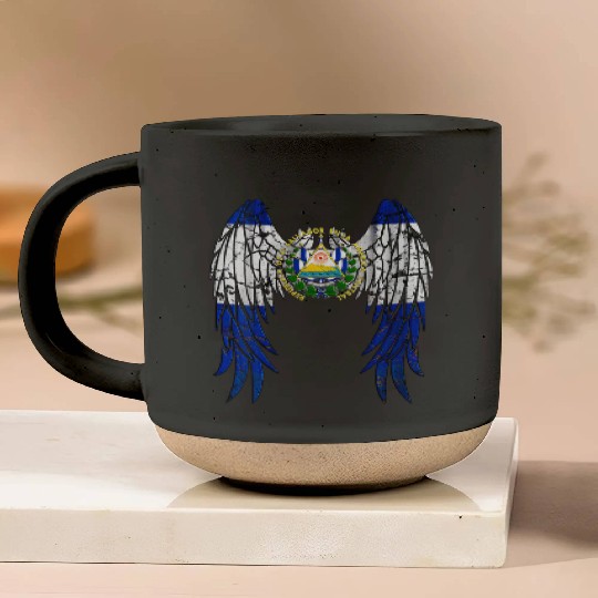 El Salvadorian Flag Angel Wings Jesus Christian El Pottery Mugs