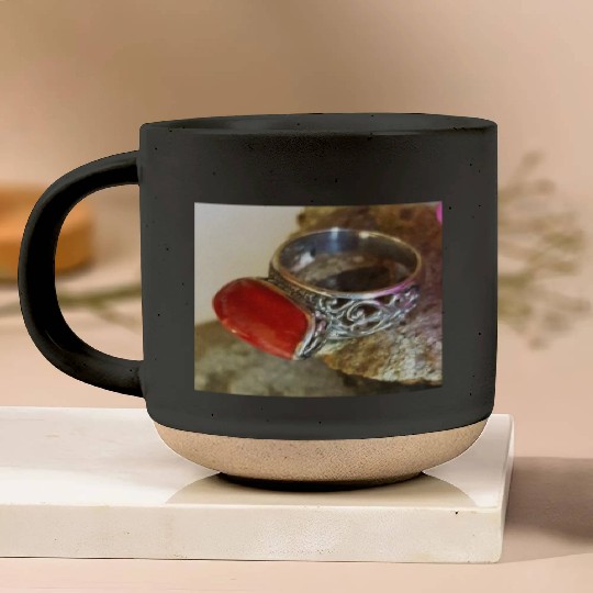 Red Coral sterling silver ring for women Pottery Mugs
