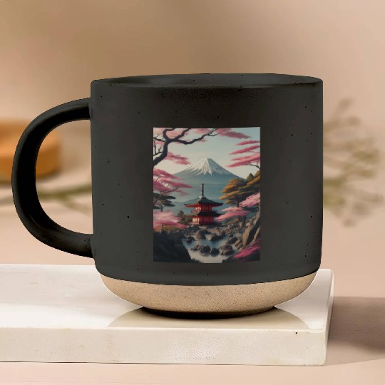 Asia Landscape Serene Mount Fuji Pottery Mugs