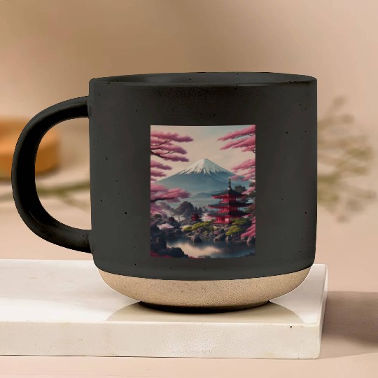 Asia Landscape Serene Mount Fuji Pottery Mugs