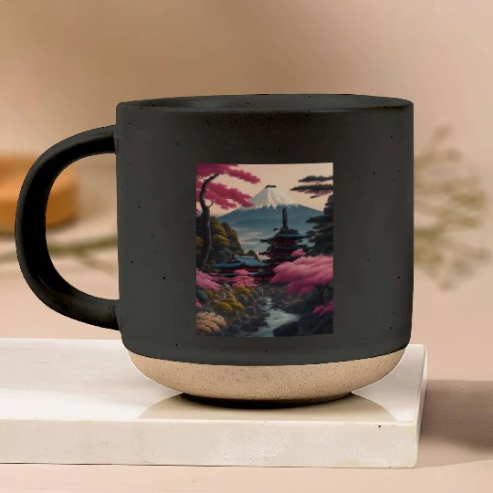 Asia Landscape Serene Mount Fuji Pottery Mugs