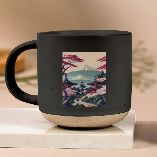 Asia Landscape Serene Mount Fuji Pottery Mugs