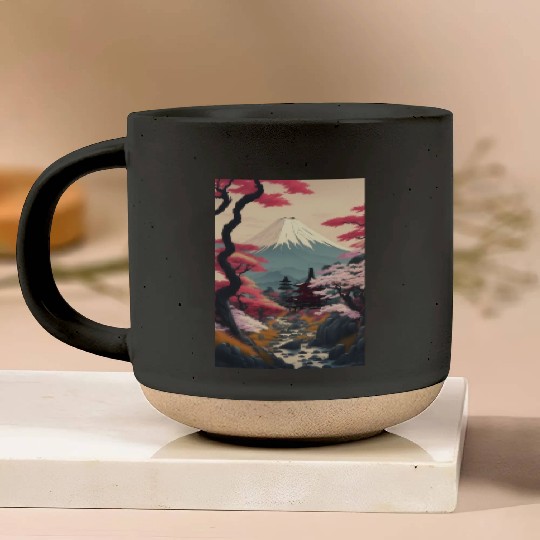 Asia Landscape Serene Mount Fuji Pottery Mugs