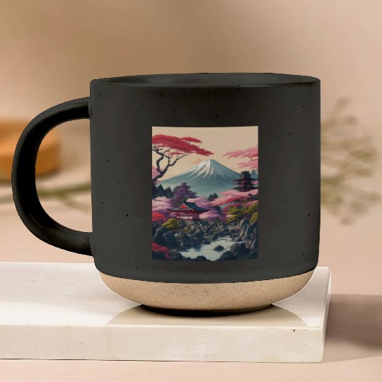 Asia Landscape Serene Mount Fuji Pottery Mugs