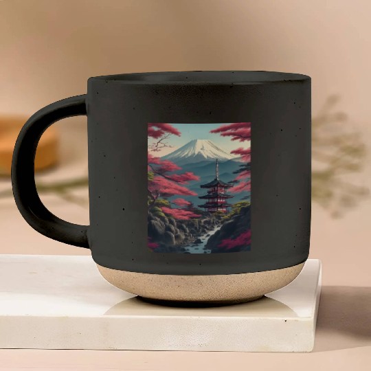 Asia Landscape Serene Mount Fuji Pottery Mugs