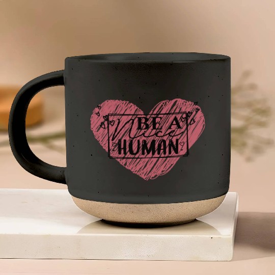 Be a Nice Human Red Heart Artwork - Bold Reminder Pottery Mugs