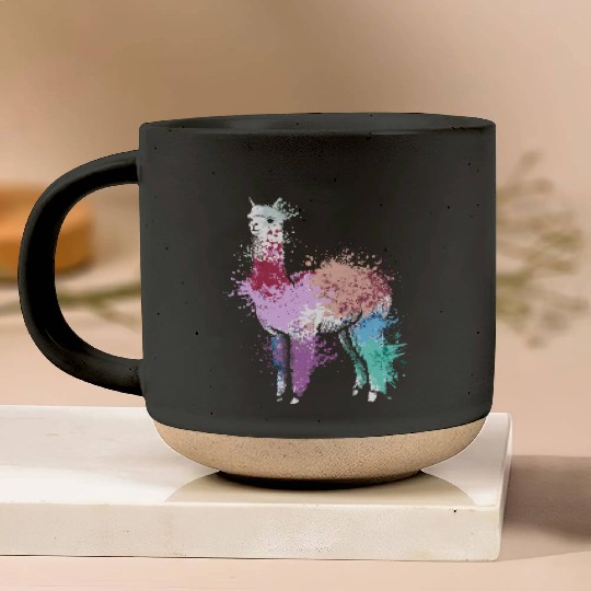 Colorful Splash Art Farm animals alpaca Llama Pottery Mugs