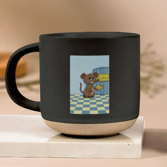 Cheesy Heart Mouse Pottery Mugs