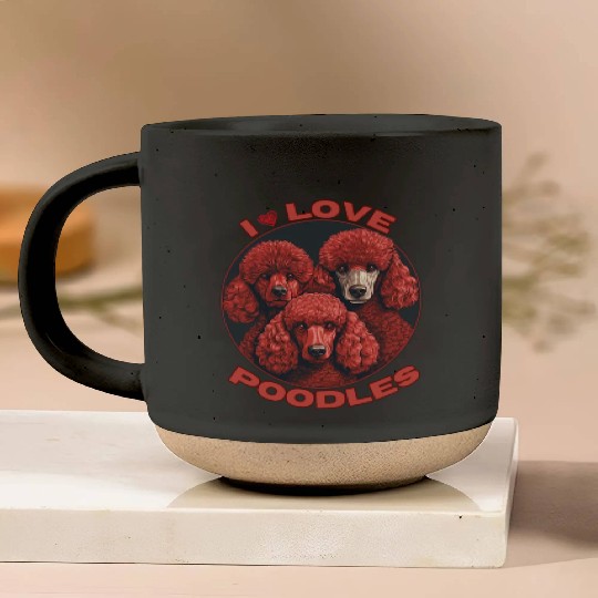 I Love Poodle Pottery Mugs
