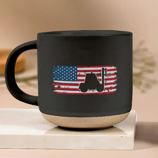Forklift Driver Usa Flag Pottery Mugs