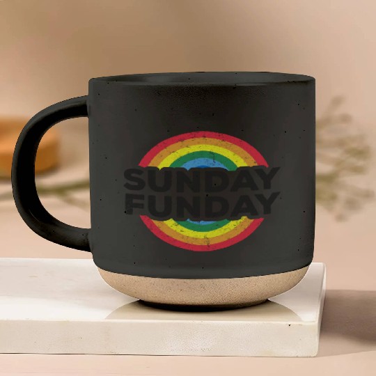 Sunday Funday Vintage Distressed Pottery Mugs