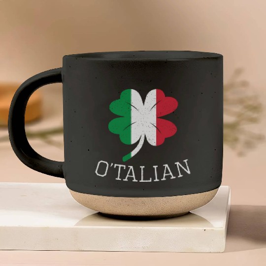 O'Talian Italian Irish Shamrock St Patric Day Pottery Mugs
