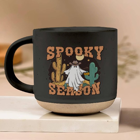 Spooky Season Western Ghost Halloween Pottery Mugs