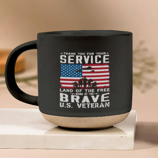 US Army Veteran Land Of The Free Pottery Mugs