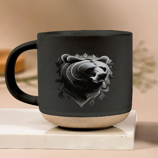 Dark muzzle black and white Pottery Mugs Russian Ornam.