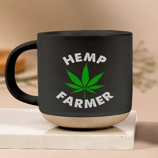 Hemp Farmer Green Leaf Pottery Mugs