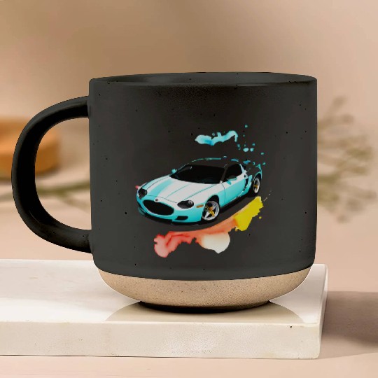 Running car Pottery Mugs