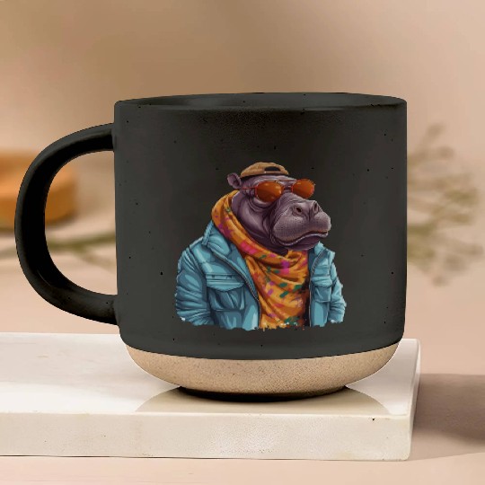 Graffiti Hippo. Heavyweight Strength. Pottery Mugs
