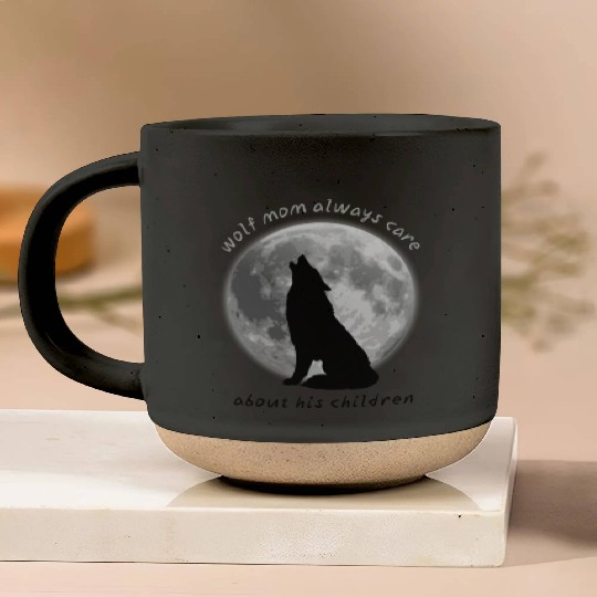 wolf mom always care about his children Pottery Mugs
